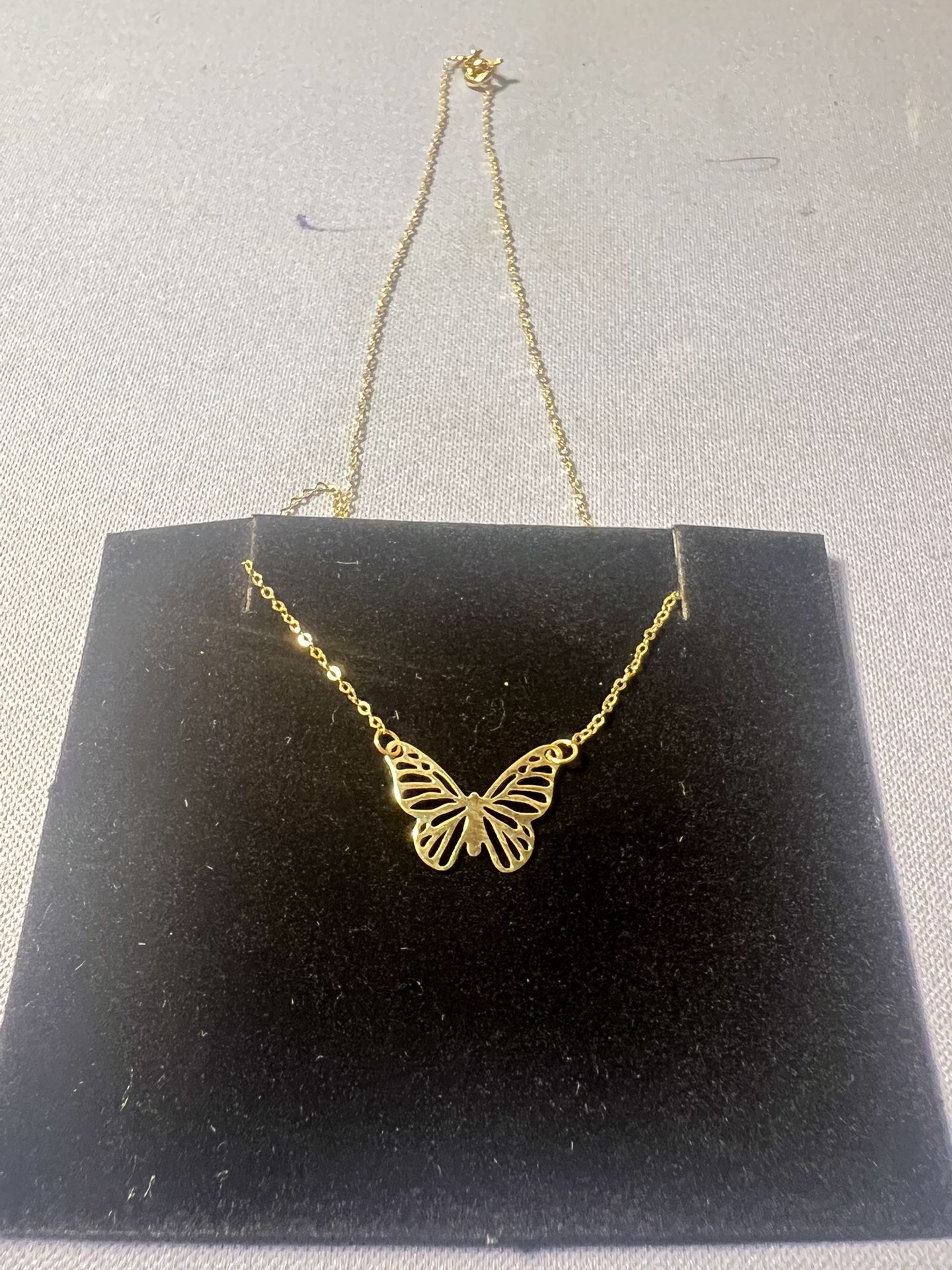 10K Yellow Gold Openwork Butterfly Necklace – 18”