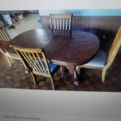 Dinning Table And 4 Chairs - 1 Leaf
