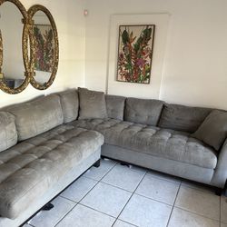 Cindy Krawford Rooms To Go Grey Velvet Sectional 
