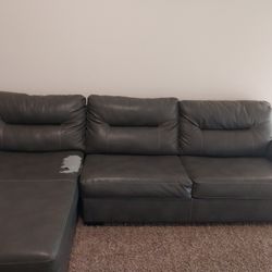 L-Shape Dark Gray Couch (peeling on lounger section)
