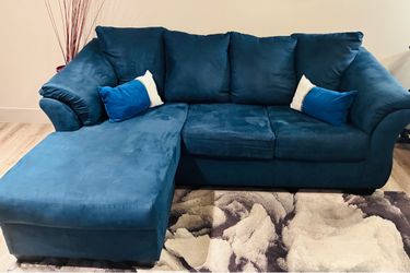 Ashley furniture blue Sofa/w glass TV stand