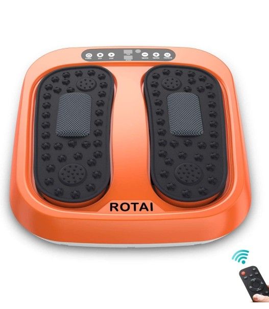 ROTAI Vibration Foot Massager Multi Relaxations and Pain Relief Rotating Acupressure Electric Foot Circulation Device with Remote Control Orange

