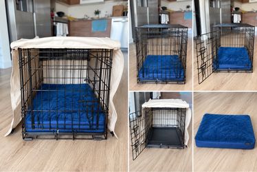 24” Dog Crate + Orthopedic Bed & Cover – 3-Piece Set