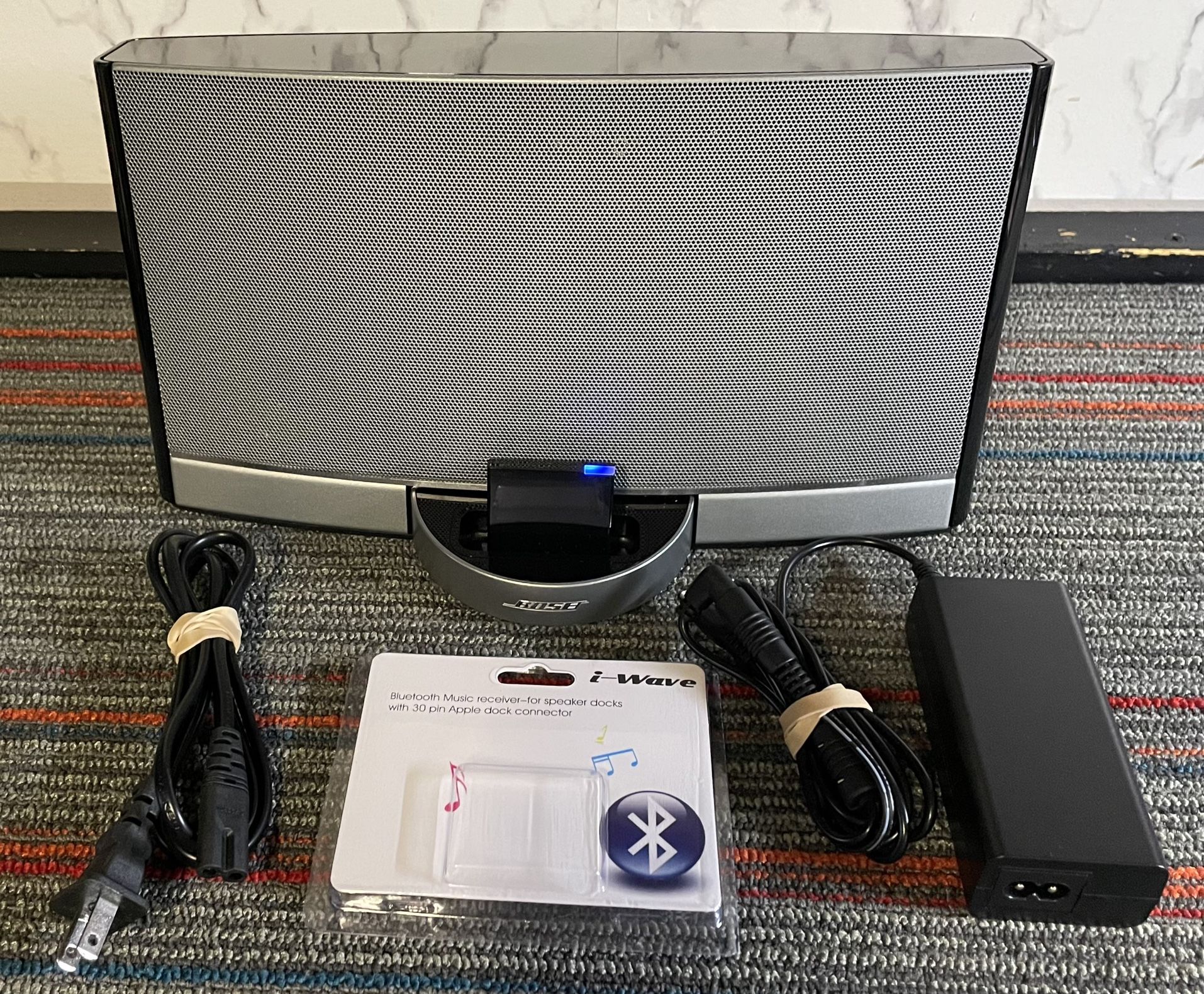 Bose SoundDock Portable With AC Adapter And Bluetooth Receiver 