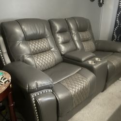 Leather Love Seat And Chair
