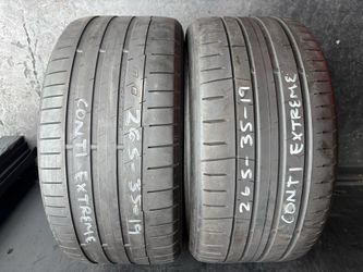 265-35-19 Continental Extreme Used Tire Pair Free Mounting and Balancing
