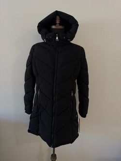 Calvin Klein Black Quilted Puffer Coat with Hood