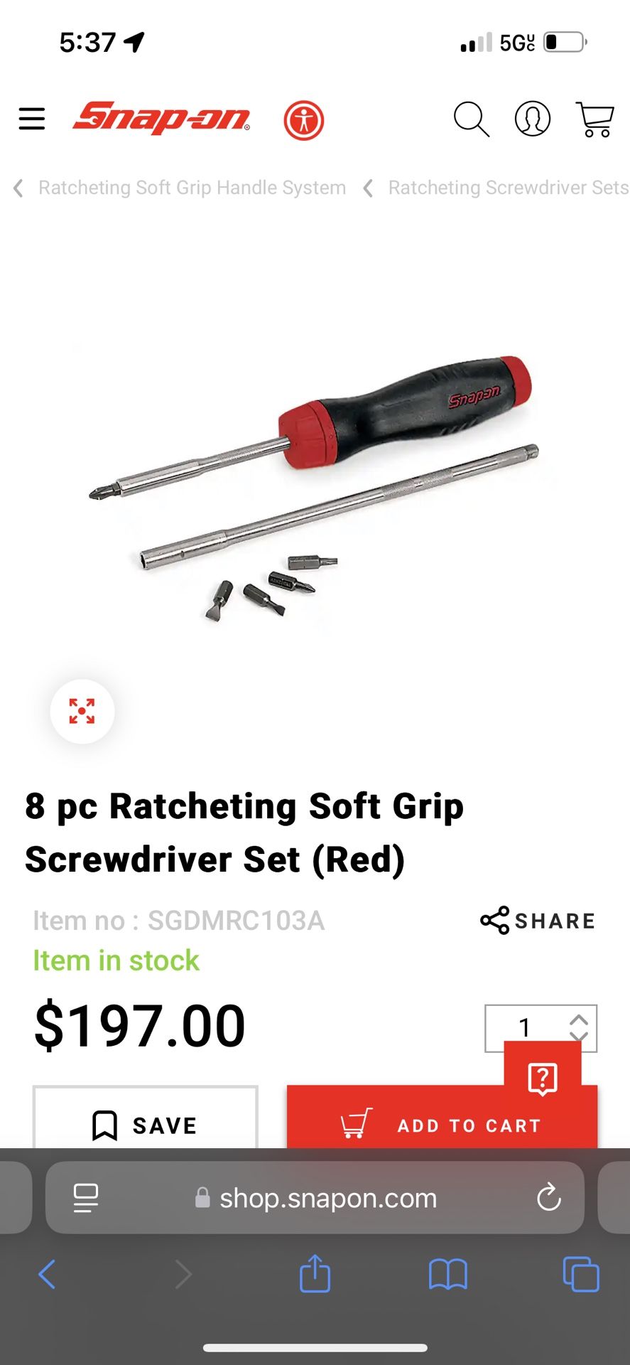 Snap On Ratcheting Screwdriver