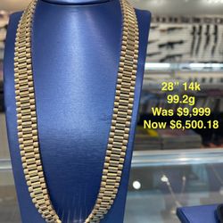 Rolex Style Gold Chain 28” 14k