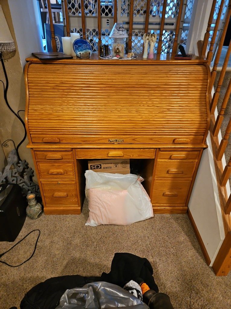Oak Roll Top Desk
