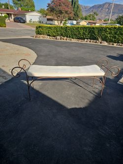Wrought Iron Bench with Cushion