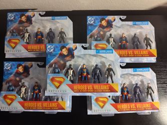 SET OF 5 DC Comics Superman Heroes vs Villains 5‑Pack 3" Action Figures