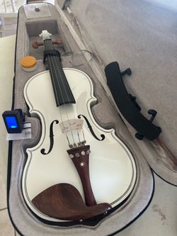 Nice White ALL WOOD 4/4 Violin with New Bow, Digital Tuner, Shoulder Rest, Extra Strings $150 Firm