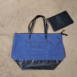 New with tags Large Victoria's Secret Denim Weekender Tote Bag and Pouch