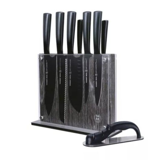 SCHMIDT Brothers Cutlery 9pc Jet Black Series Knife Block Set