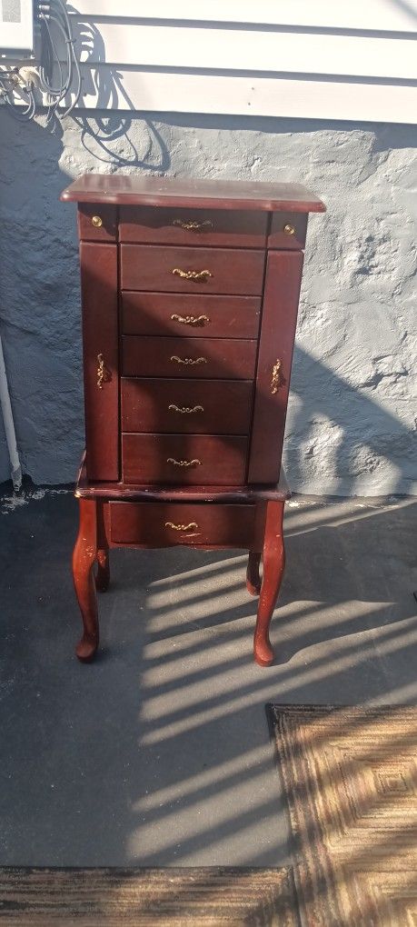 Queen Anne Style Stand Up Jewelry Box 6 Draws