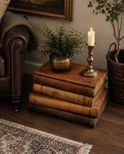 Vintage Faux Book Stack Side Table/Storage Chest