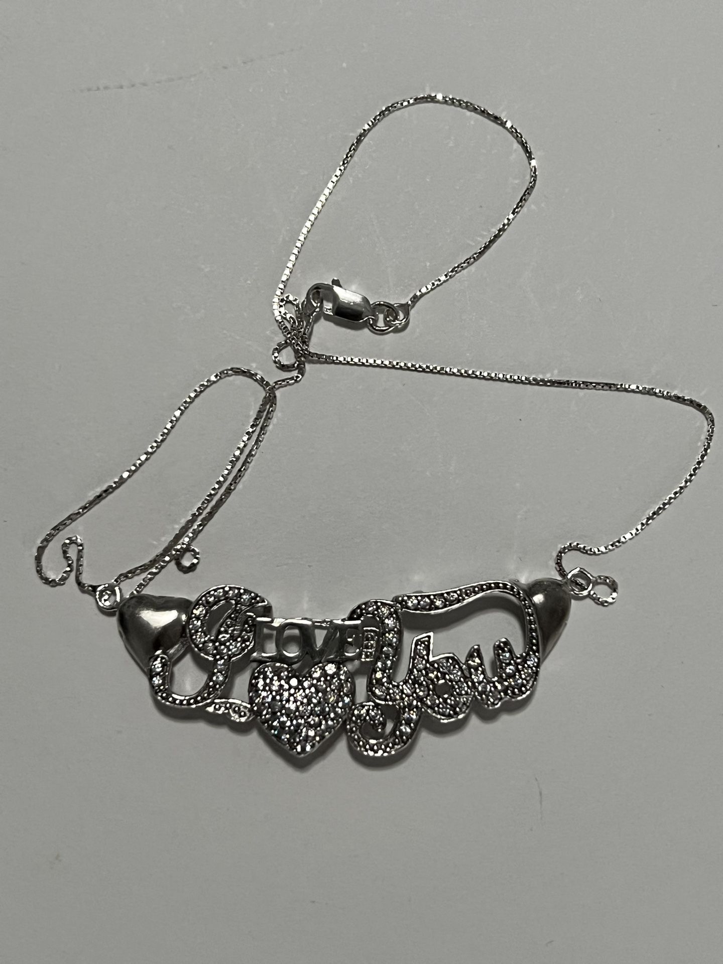 For Wedding 925 Sterling Silver Chain 18 Inches Long CUBIC ZIRCONIUM  STONES 