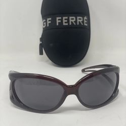 FERRE sunglasses oval Rare GIANFRANCO GF75203 space Brown Unisex W/ Case