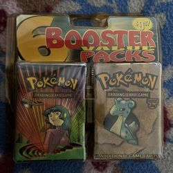 Pokemon Sealed WOTC 6 Booster Value Packs Blister Fossil Base2, Gym Chal Rocket
