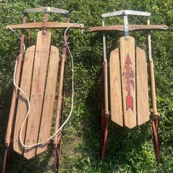 2 Antique/Vintage Flexible Flyer Model Jr. Sleds 