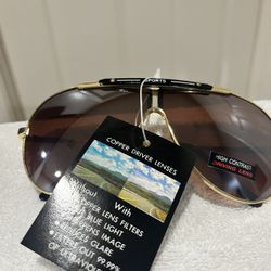 Men's or Unisex Copper Driver's Lenses Designer Sun Glasses 