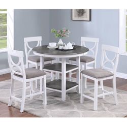 White And Grey 5 Piece Counter Height Dining Set With Shelves Brand New In Box Firm Price $399