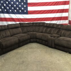 Free Delivery - 6 Piece Microfiber Reclining Sectional Couch