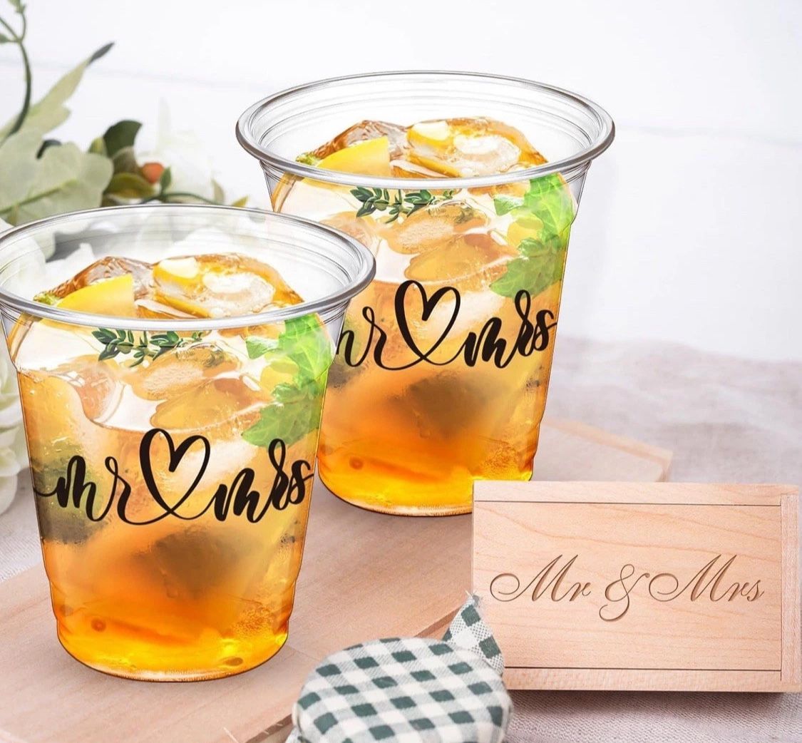 Dandat 200 Pack Disposable Wedding Plastic Cups Bulk 10oz Wedding Reception Cup