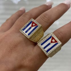 Anillos De La Bandera Cubana En 10k