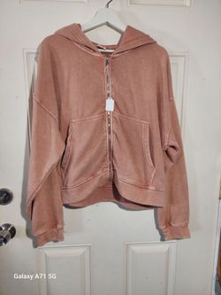 Free People Movement Mineral Wash Cropped Zip Hoodie M