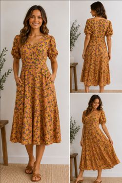 DOWNEAST Floral Maxi Dress – Size L