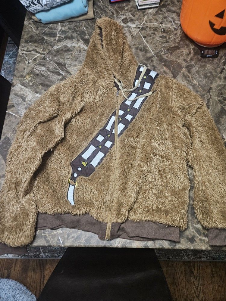 Star Wars Chewbacca Cosplay Costume Furry Hoodie Faux Fur Jacket Men's 2xl