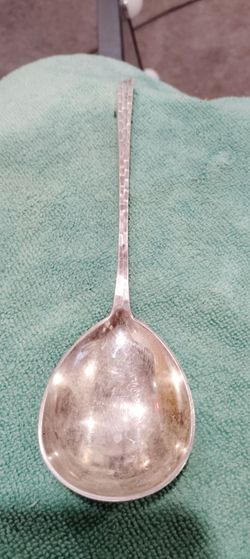 Large , heavy , solid silver 1916 danish serving spoon.
