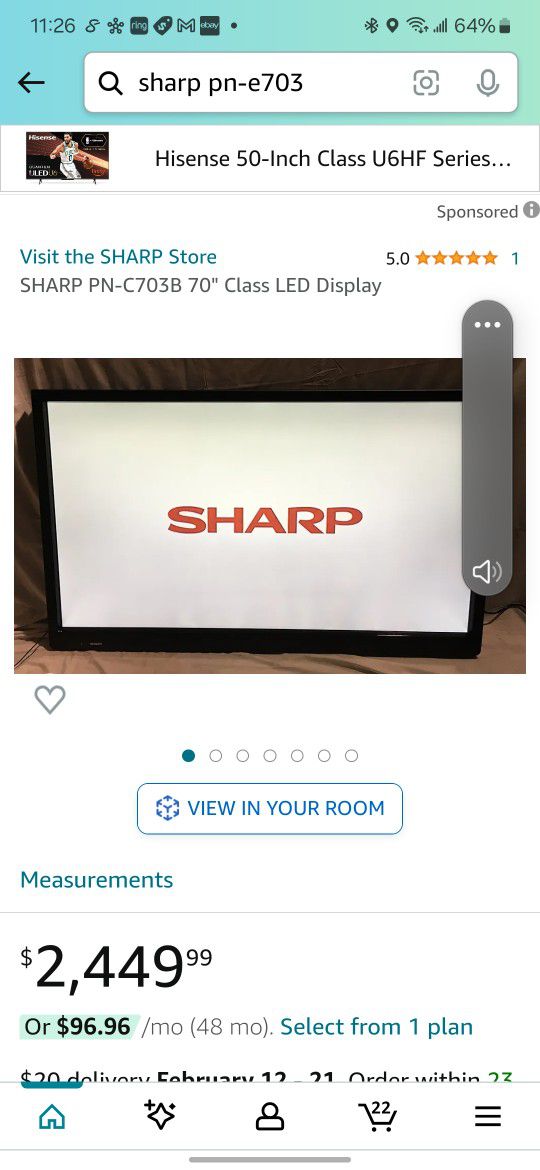 Sharp PN-E702 70" HDMI Monitor 