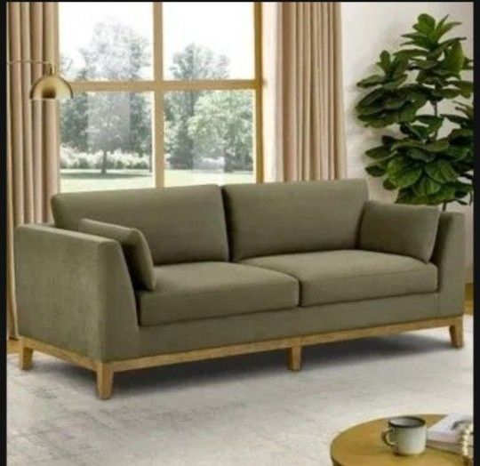 Beautiful Olive Green Sofa With Storage On Both Sides (New)