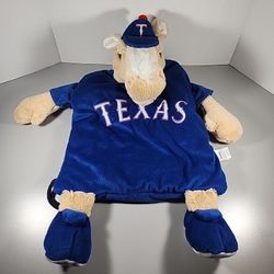MLB Texas Rangers Mascot Pal Plush Drawstring Backpack Blue Forever Collectible