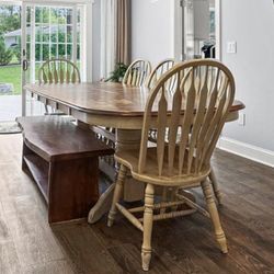 Dining Table  With 8 Chairs And A Bench 95x41x30