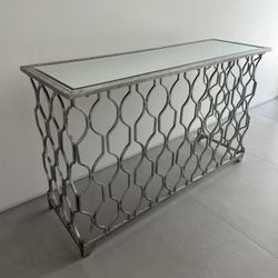 Console Table - Mirrored Top & Metal Frame 