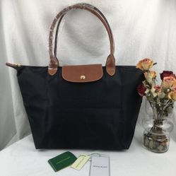 NWT Longchamp Le Pliage Original Large Shoulder Nylon Bag Tote Black