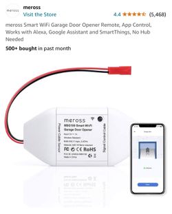 meross Smart WiFi Garage Door Opener Remote, App Control, Works with Alexa, Google Assistant and Sma