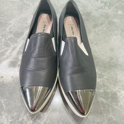 Miu Miu Cap Toe Leather Shoes Size 39.5