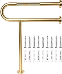 24x28 Inch Toilet Grab Bar, Gold Anti Slip Bathroom Grab Bars, 304 Stainless Steel,Wall-Floor Moun