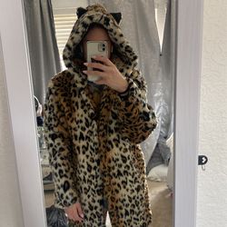 Leopard Coat With Large Hood 
