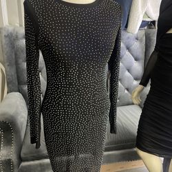 Black Rhinestone Cocktail Dress 🎉