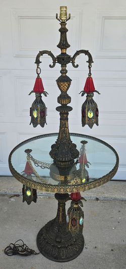 Vintage Loevsky & Loevsky Floor Lamp Glass Table Hollywood Regency L&L WMC Restoration Project