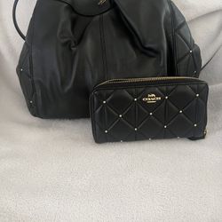 Coach Tote Quilted Bags Black With Wallet