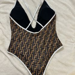 One piece SwimsuitWith Silver Lining With Criss cross back