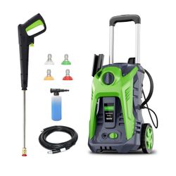 Electric Pressure Washer 4800PSI-Max 2.9GPM Electric Power Washer with 25 Foot Hose, 16.4 Foot Power Cord, Soap Tank Car Wash Machine Green Ideal Clea