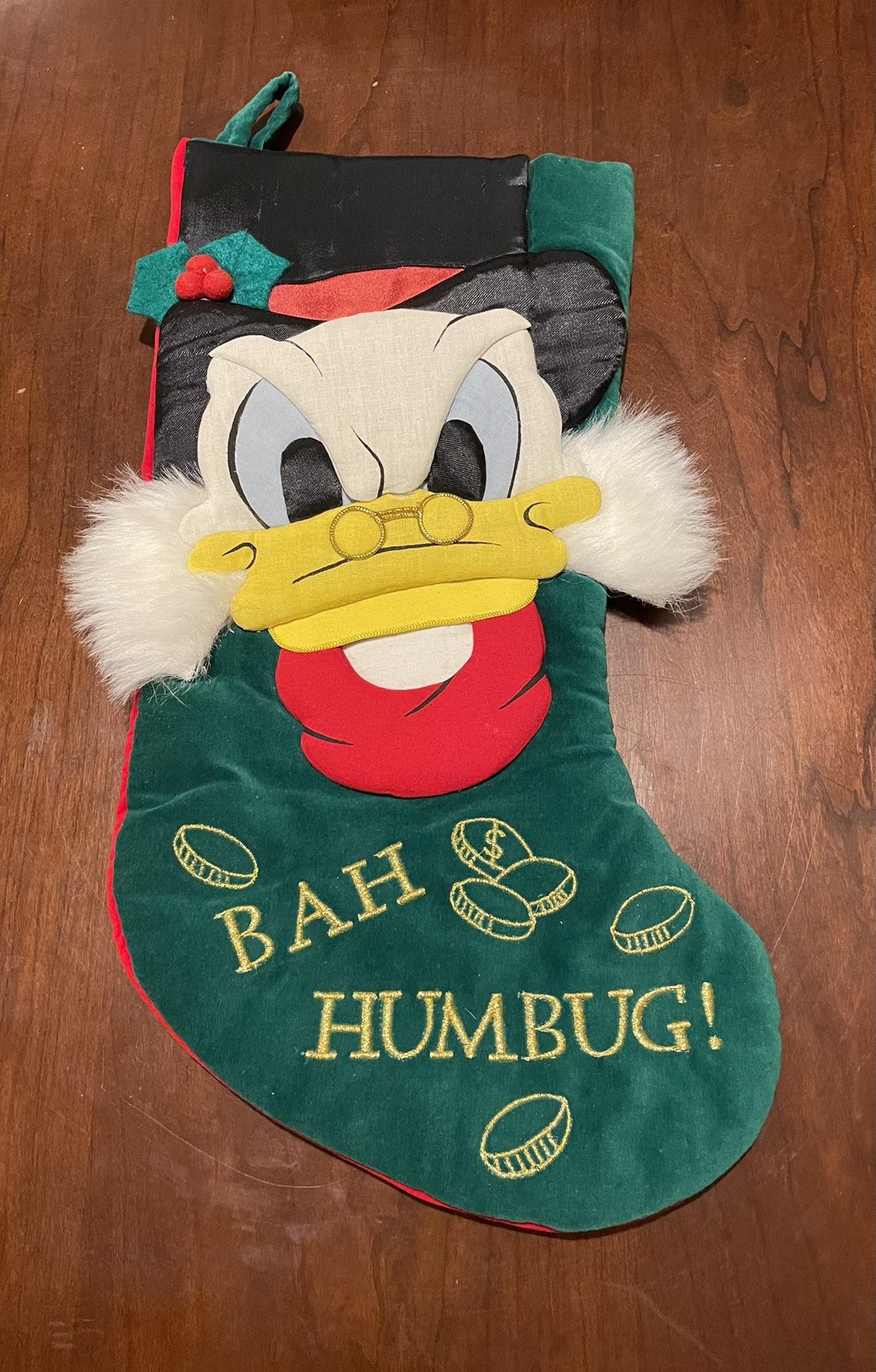 Vintage Scrooge McDuck Disney Bah Humbug Christmas Stocking